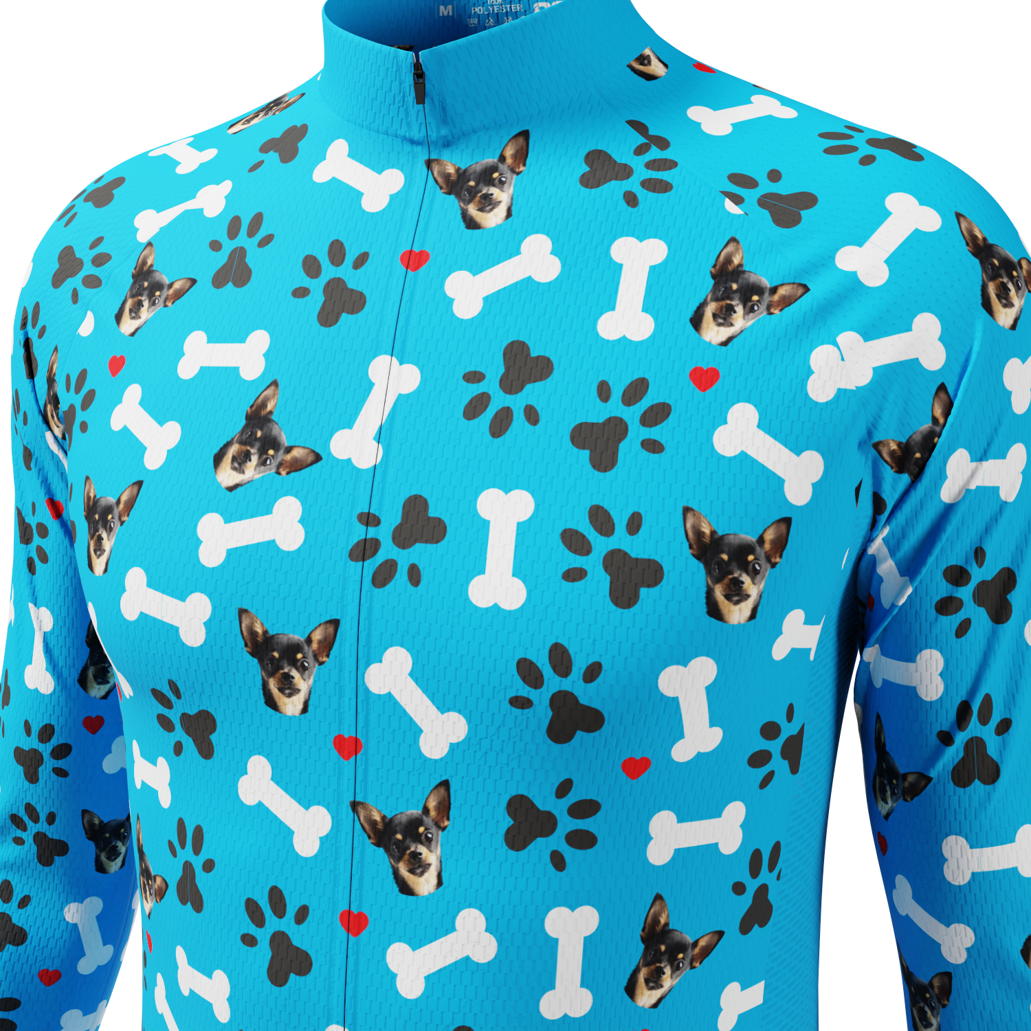 Men's Custom Pet Bones Design Long Sleeve Cycling Jersey