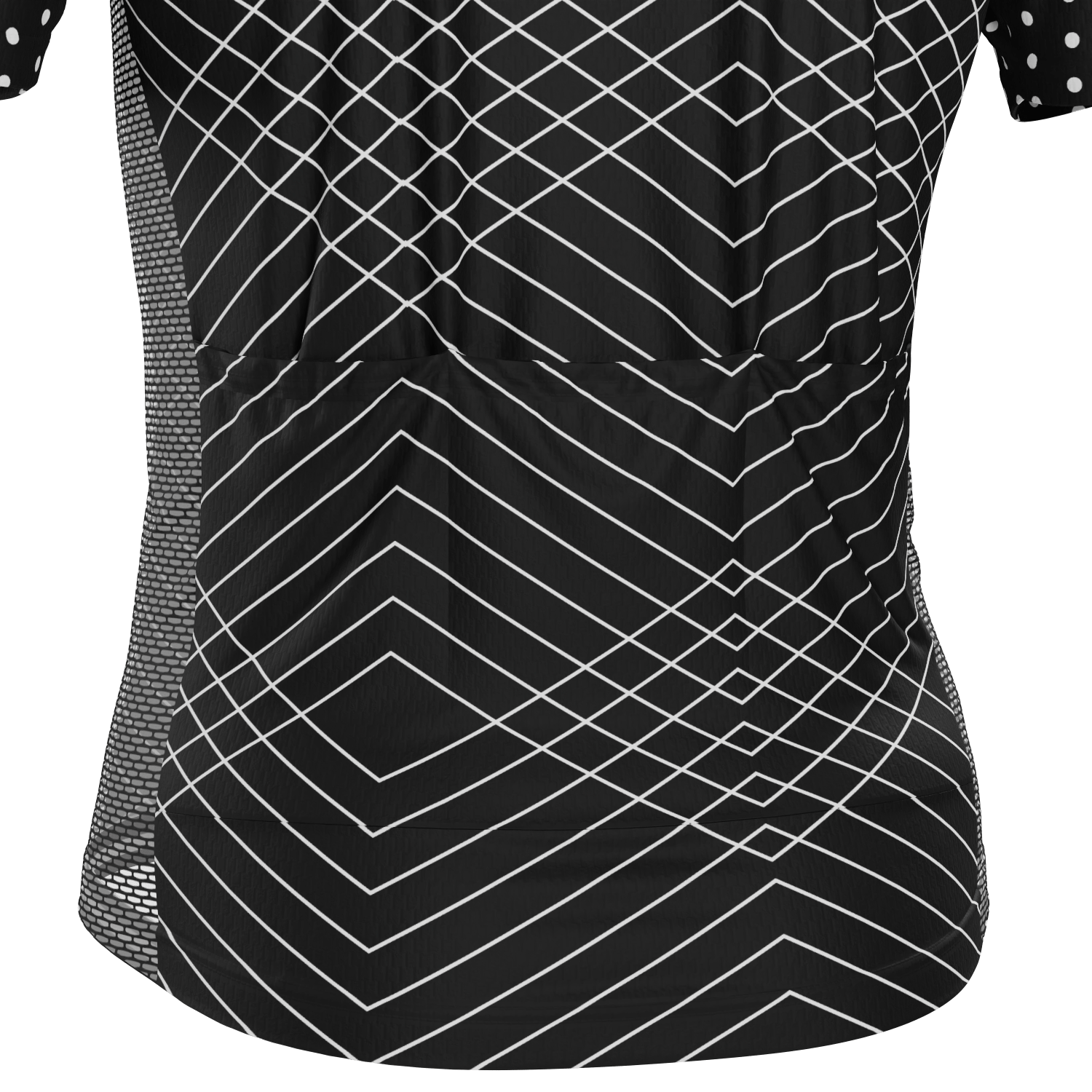 Men's White Polka Dots on Black Zigzag Short Sleeve Cycling Jersey