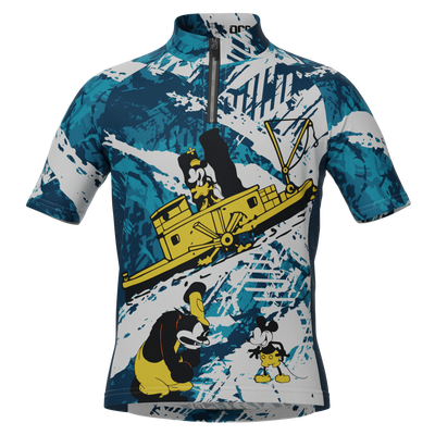 Kid's Steamboat Willie In The Sea Short Sleeve Cycling Jersey