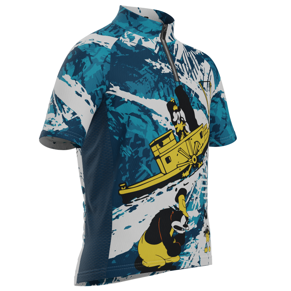 Kid's Steamboat Willie In The Sea Short Sleeve Cycling Jersey