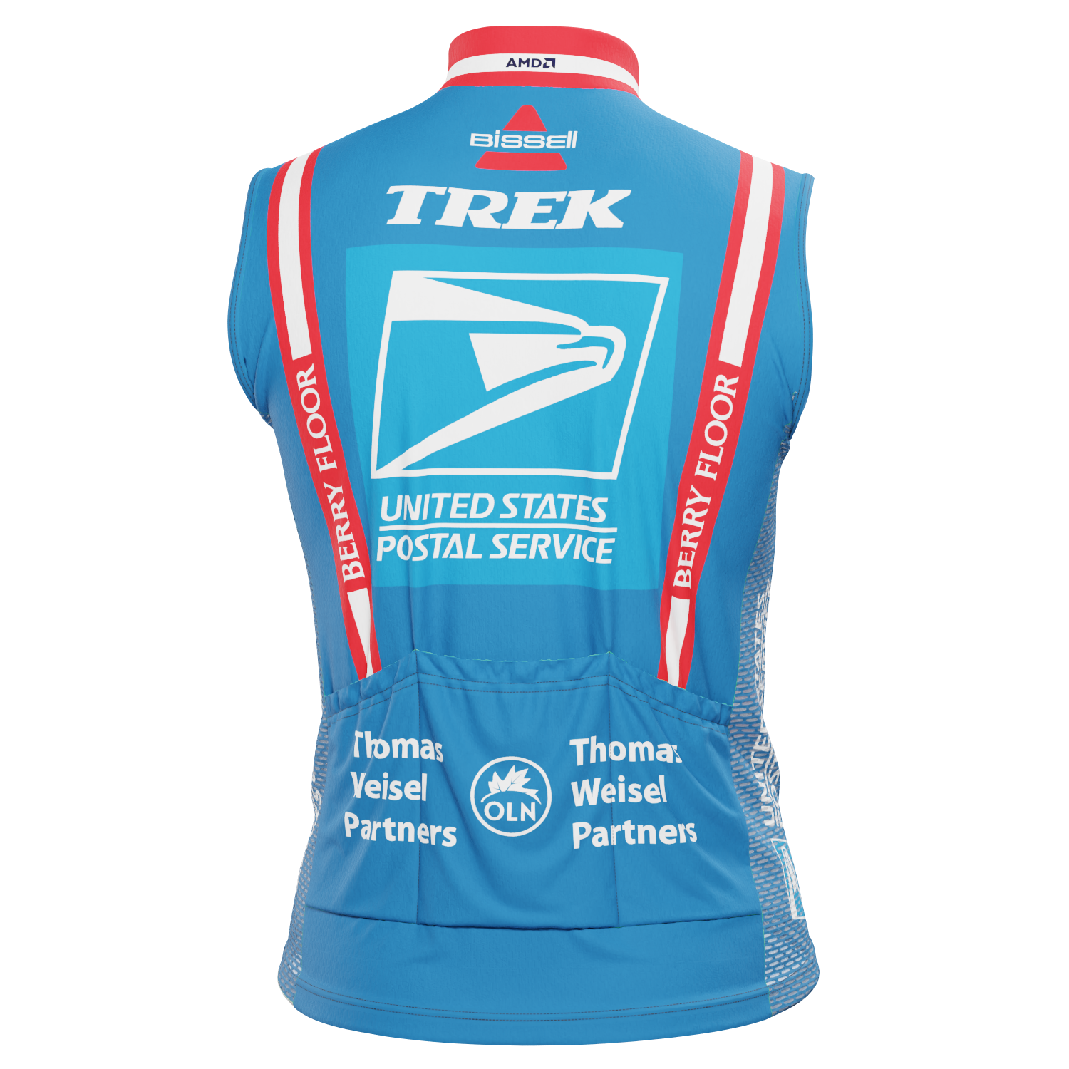 Men's Retro US Postal Sleeveless Tech Cycling Jersey