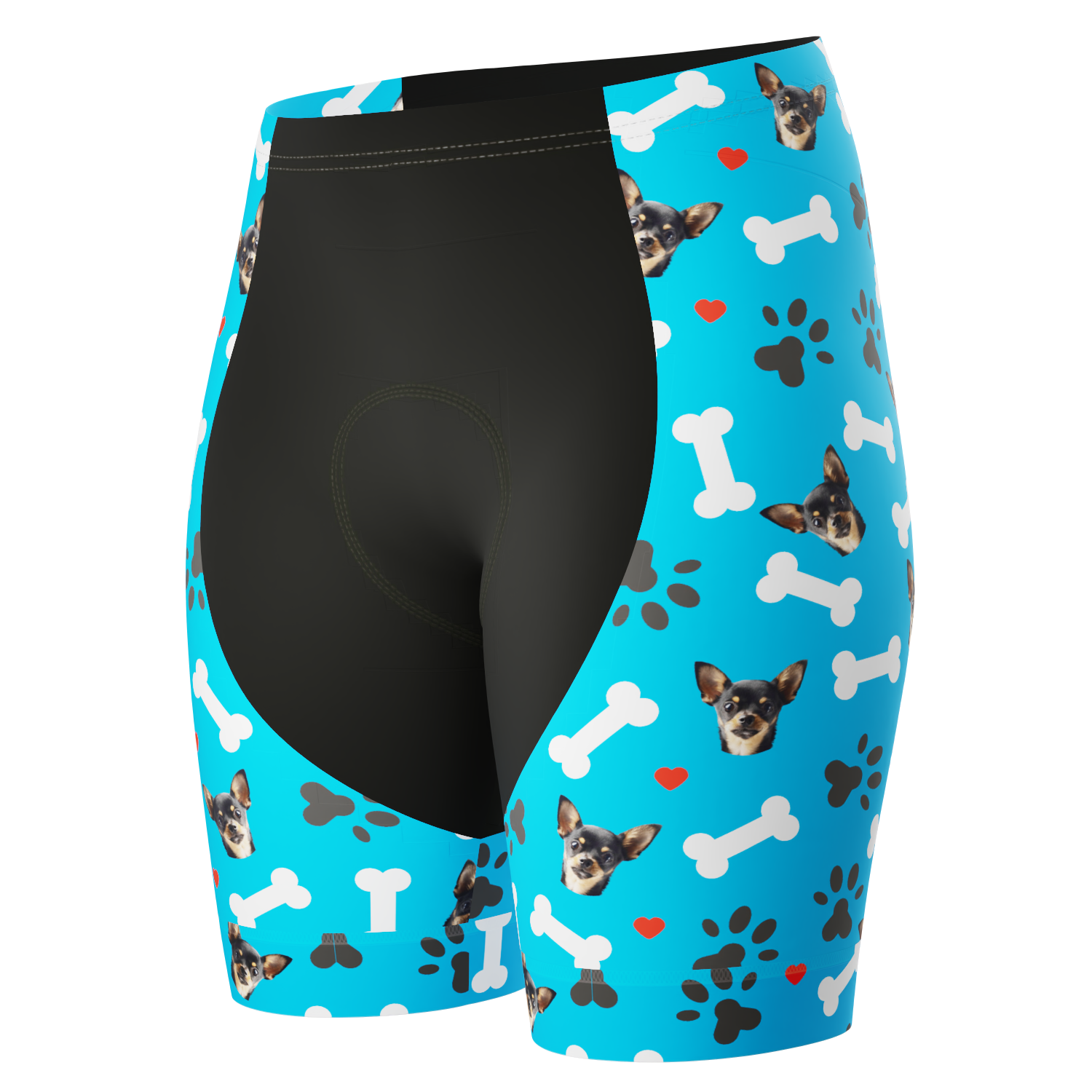 Women's Gel Padded Cycling Shorts Quick Dry & Custom Pet Bones Design Blue