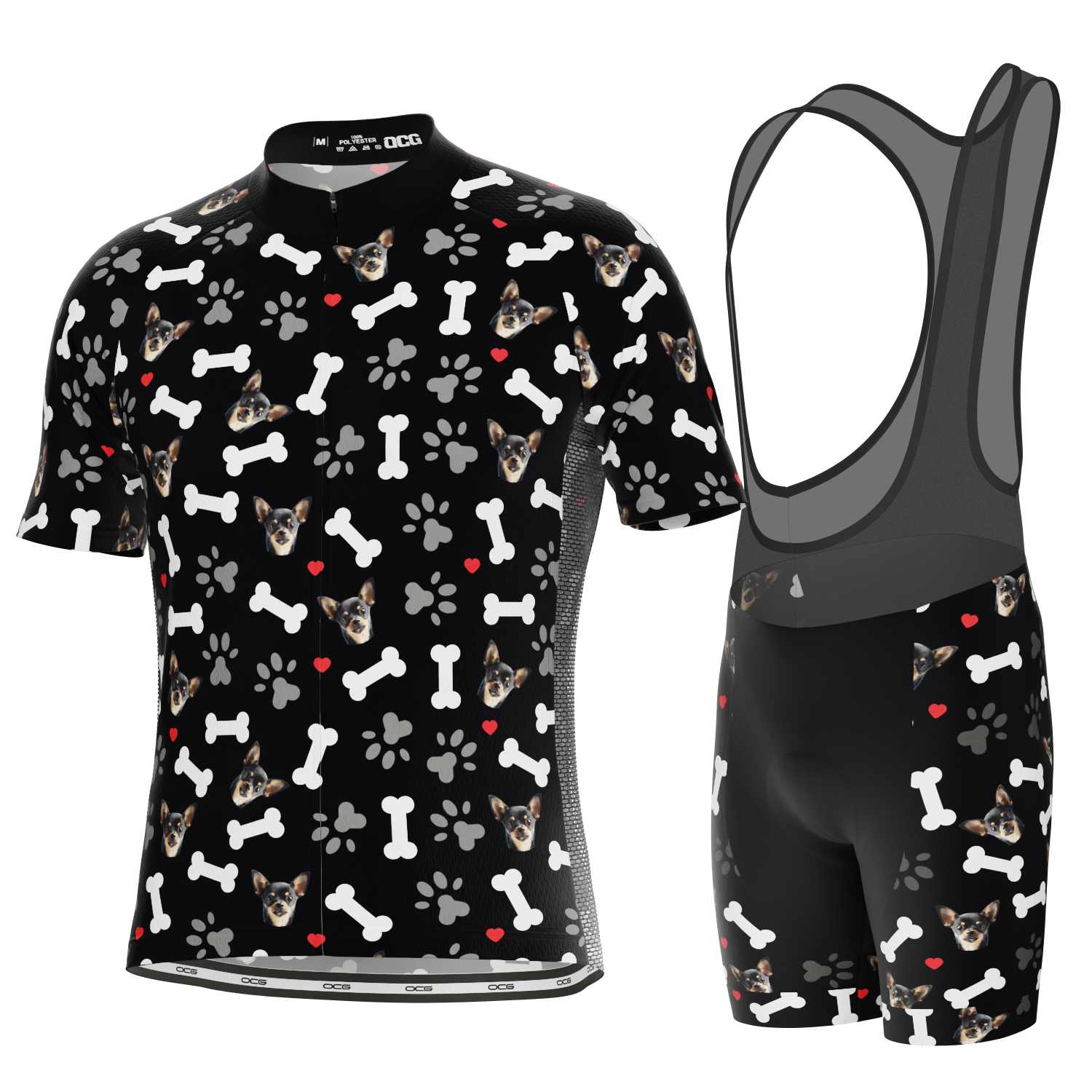 Men's Custom Pet Bones Cycling Kit Durable Personalized Gear Black