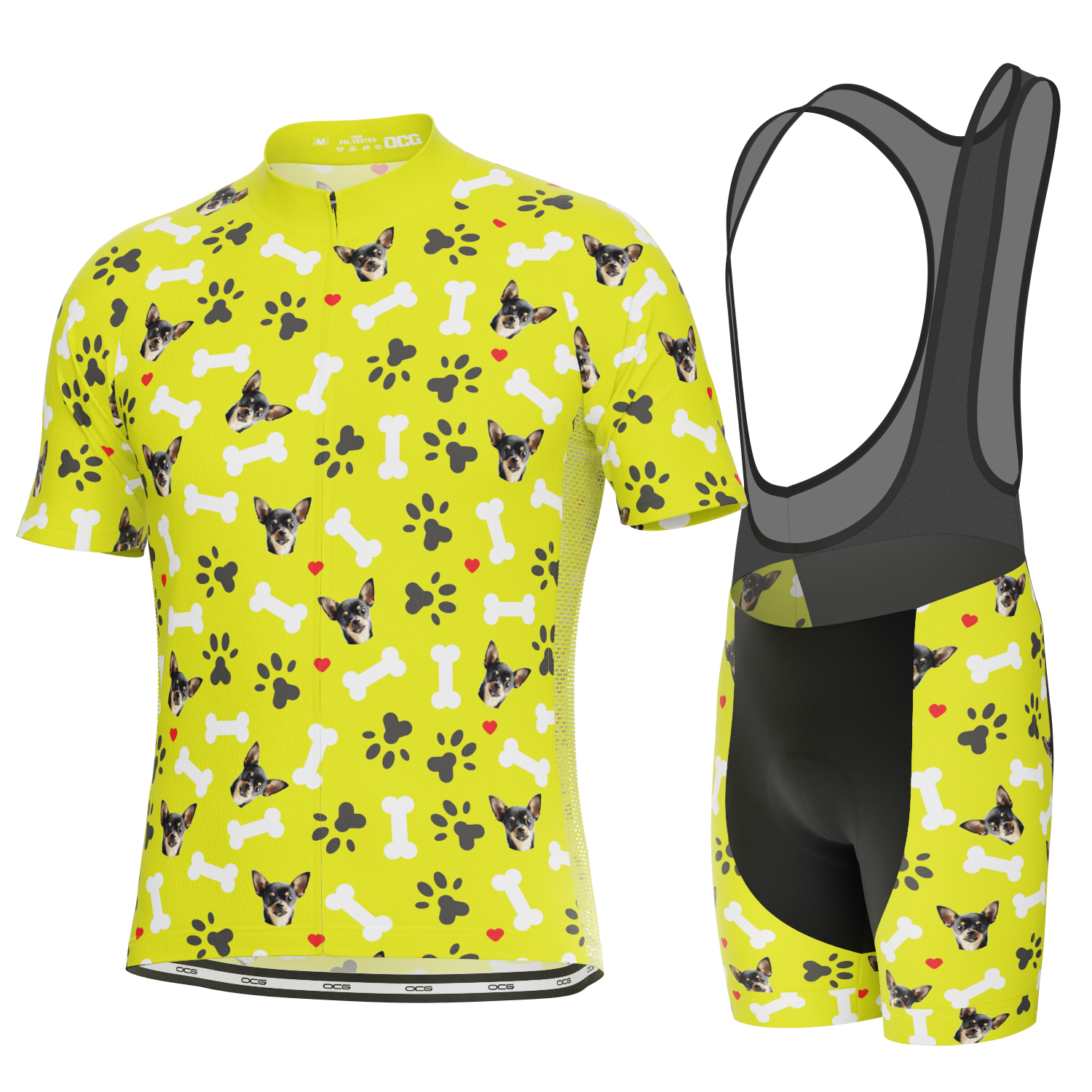 Men's Custom Pet Bones Cycling Kit Durable Personalized Gear Lime