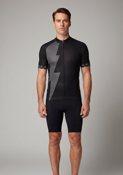 Men's Checkered Lighting Short Sleeve Cycling Jersey