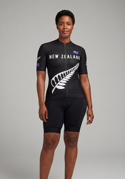 Women's New Zealand Silver Fern National Flag Short Sleeve Cycling Jersey