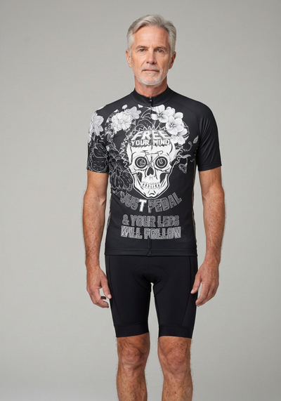 Men's Free Your Mind Skull Short Sleeve Cycling Jersey