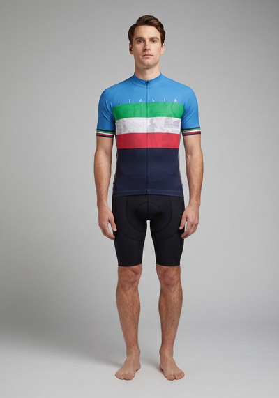 Men's Sites of Italy Italian Flag Short Sleeve Cycling Jersey