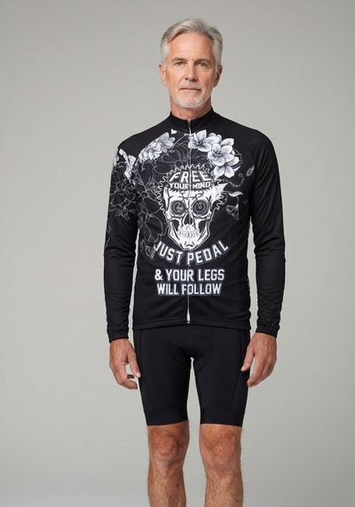 Men's Free Your Mind Skull Long Sleeve Cycling Jersey