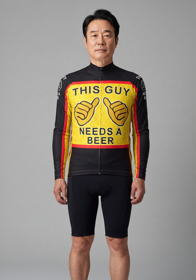Men's This Guy Needs a Beer Long Sleeve Cycling Jersey