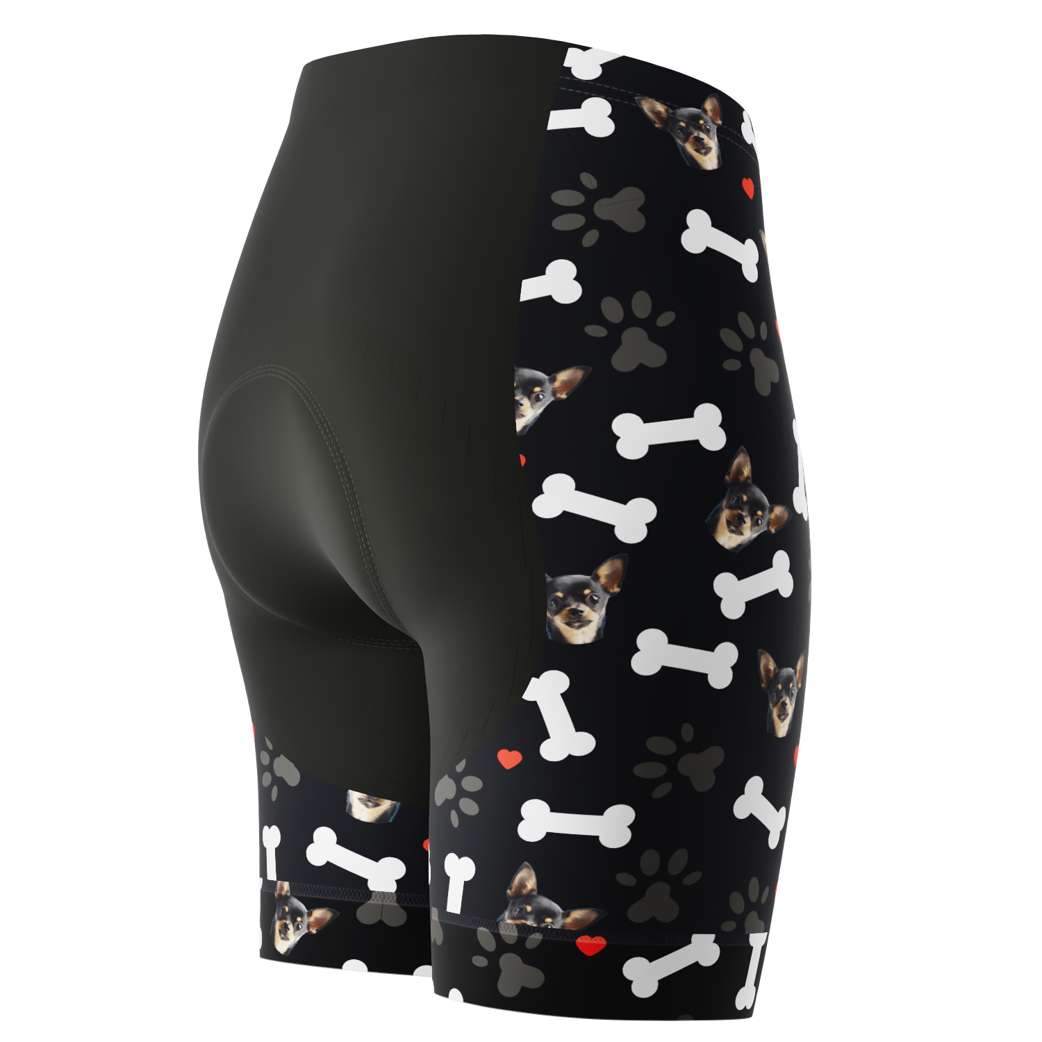 Women's Gel Padded Cycling Shorts Quick Dry & Custom Pet Bones Design Black