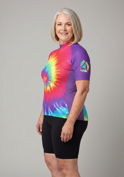 Women's Tie Dye Short Sleeve Cycling Jersey