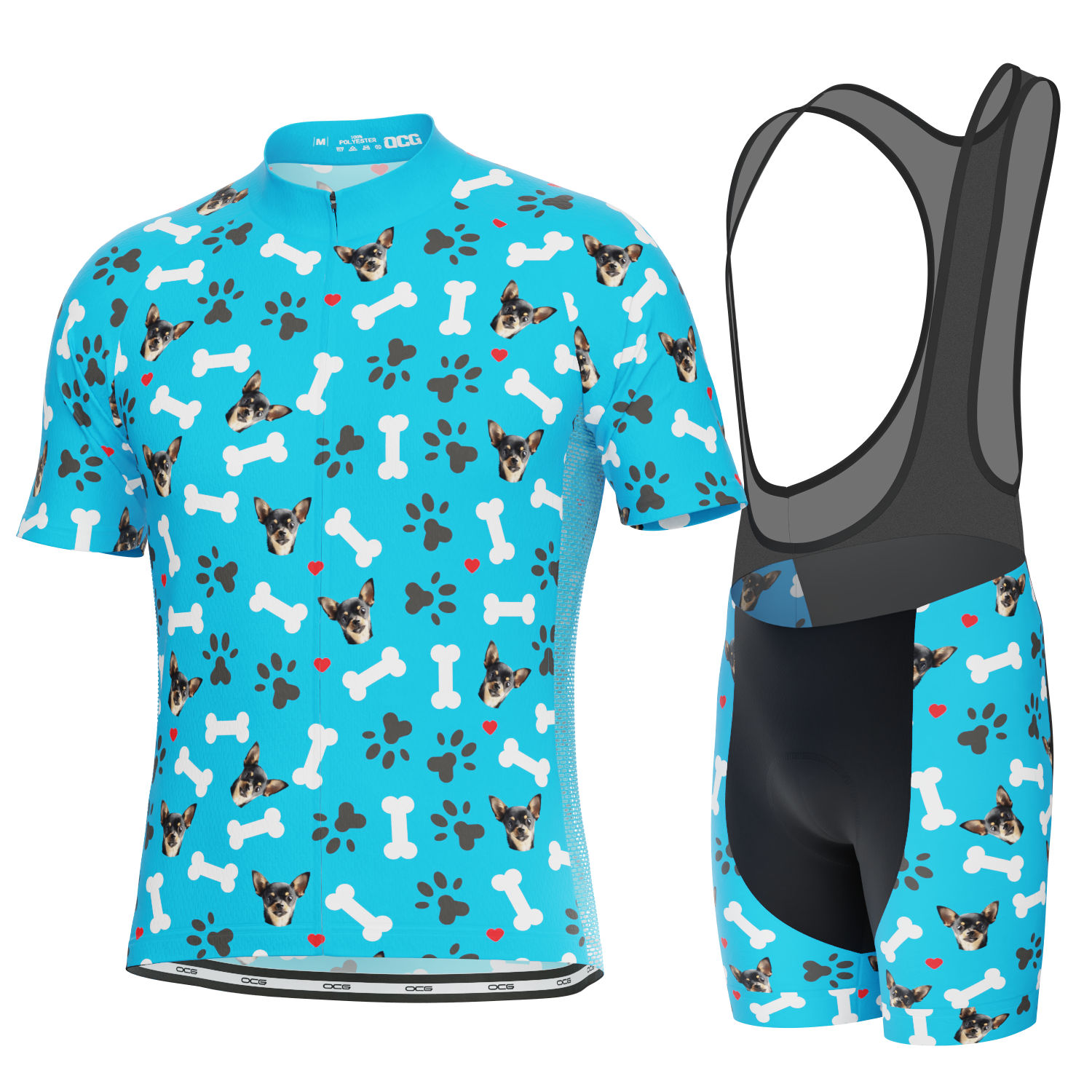 Men's Custom Pet Bones Cycling Kit Durable Personalized Gear Blue