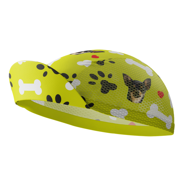 Unisex Quick-Dry Cycling Cap Custom Pet Bones Design Lime