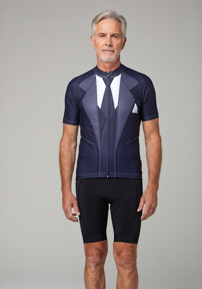 Men's Groom Formal Navy Suit and Tie Short Sleeve Cycling Jersey