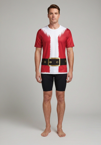 Men's Santa Claus Christmas Suit Short Sleeve Running Shirt