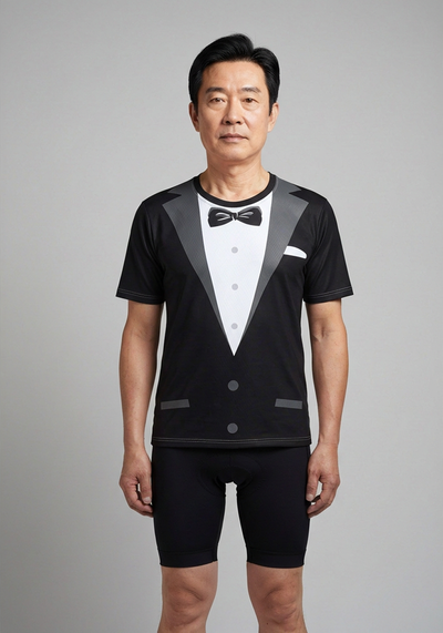 Men's Groom Formal Suit and Bow Short Sleeve Running Shirt