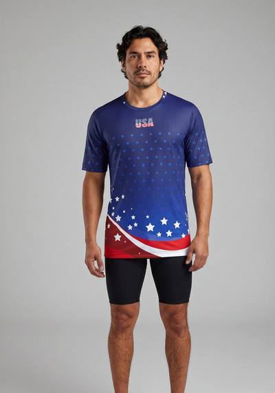 Men's American Stars and Stripes USA Icon Short Sleeve Running Shirt