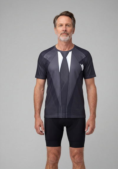 Men's Groom Formal Navy Suit and Tie Short Sleeve Running Shirt