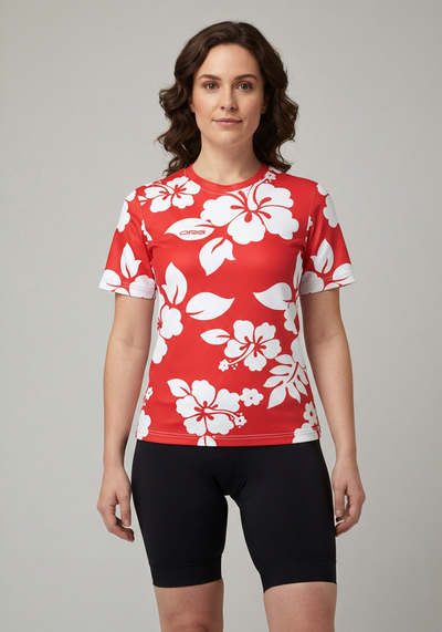 Women's Hawaiian Aloha Floral Short Sleeve Running Shirt