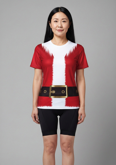 Women's Santa Claus Christmas Suit Short Sleeve Running Shirt