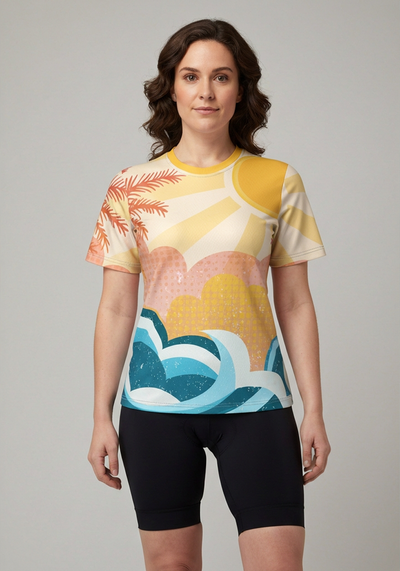 Women's Tropical Sunrise Short Sleeve Running Shirt