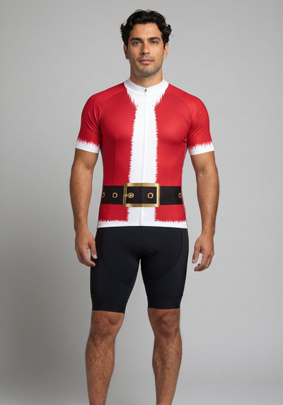 Men's Santa Claus Christmas Suit Short Sleeve Cycling Jersey