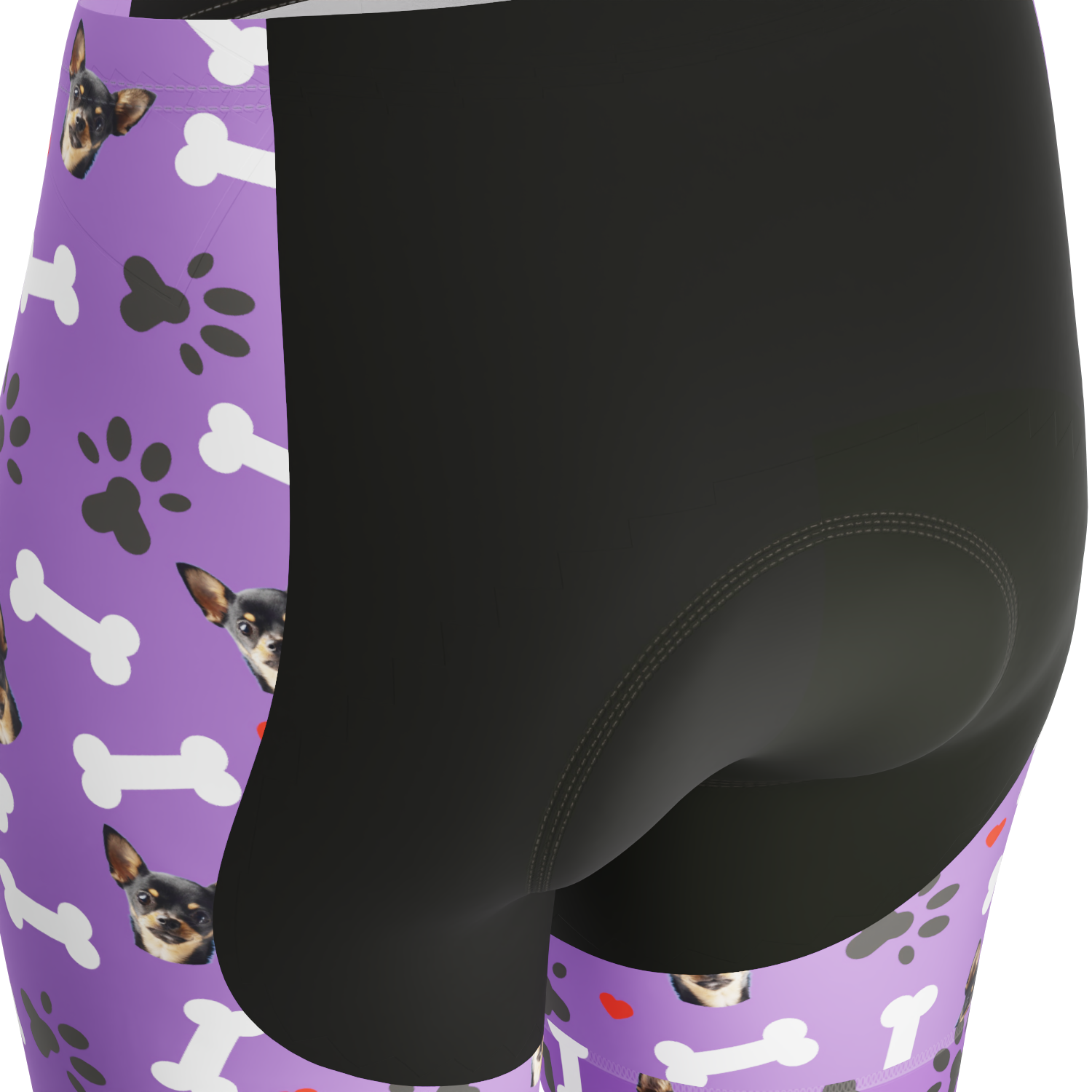 Women's Gel Padded Cycling Shorts Quick Dry & Custom Pet Bones Design Purple