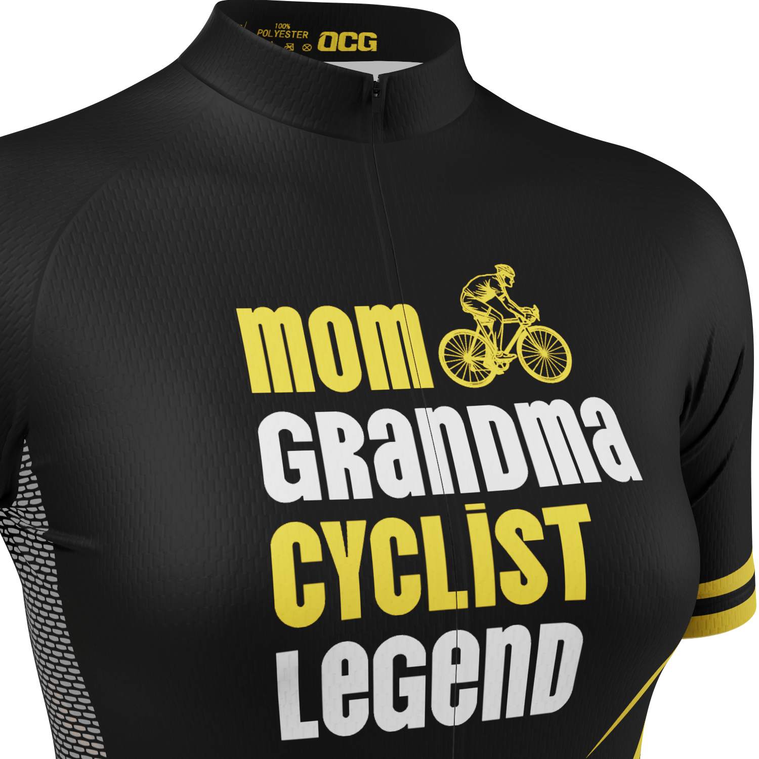 Women's Mom & Granma Short Sleeve Cycling Jersey Quick-Dry Elegance Black