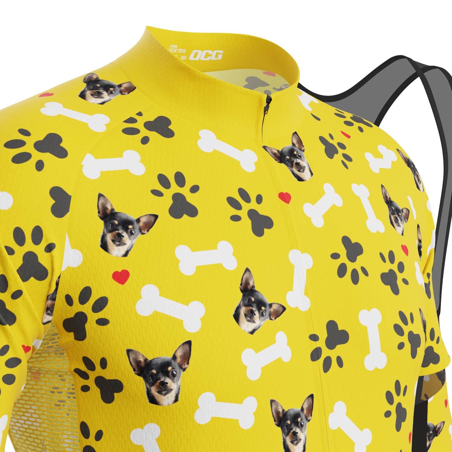 Men's Custom Pet Bones Cycling Kit Durable Personalized Gear Yellow