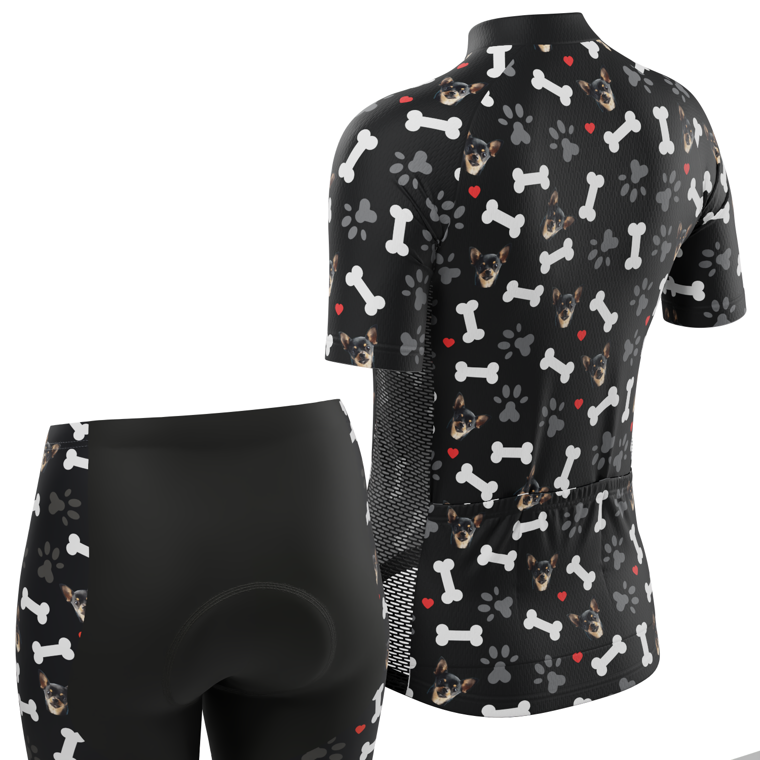 Women's Custom Pet Bones Cycling Kit Durable & Personalized Black