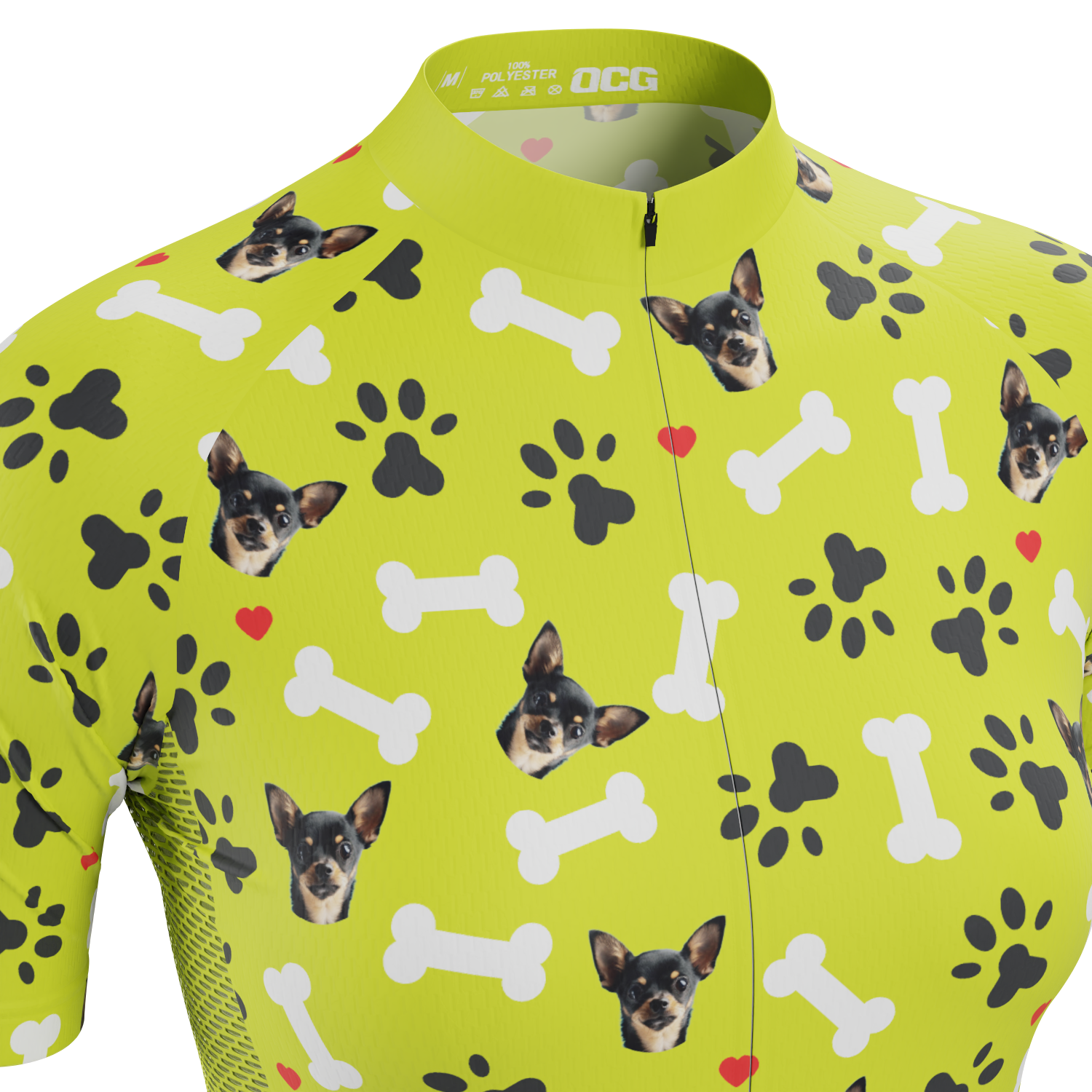 Women's Custom Pet Bones Cycling Kit Durable & Personalized Lime