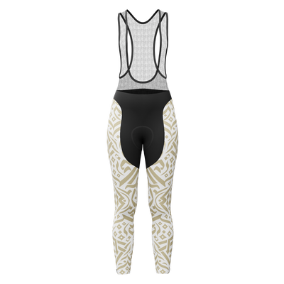 Women's Calligraphy Gel Padded Cycling Bib Tights Quick-Dry Breathable Comfort Gold