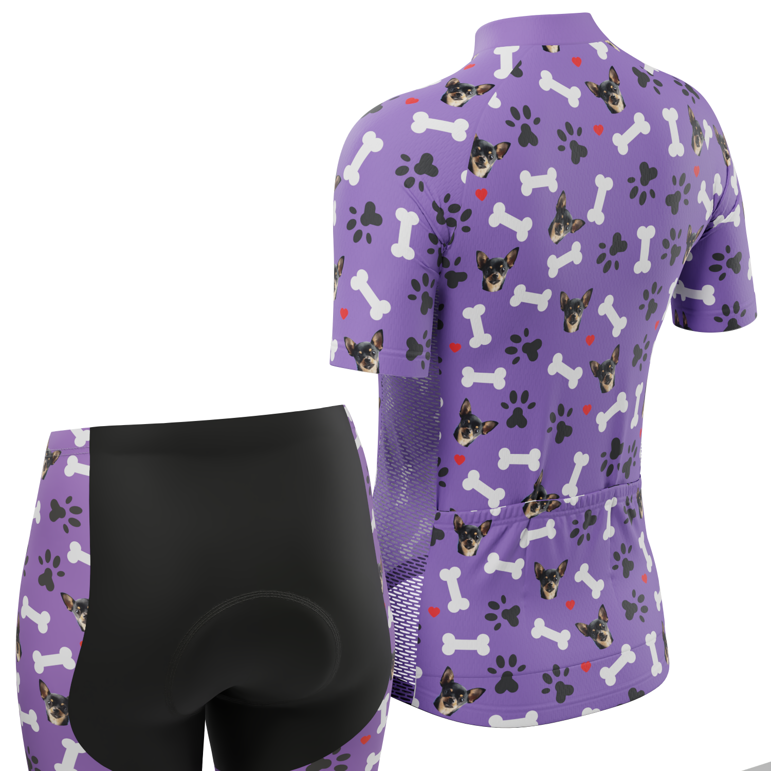 Women's Custom Pet Bones Cycling Kit Durable & Personalized Purple