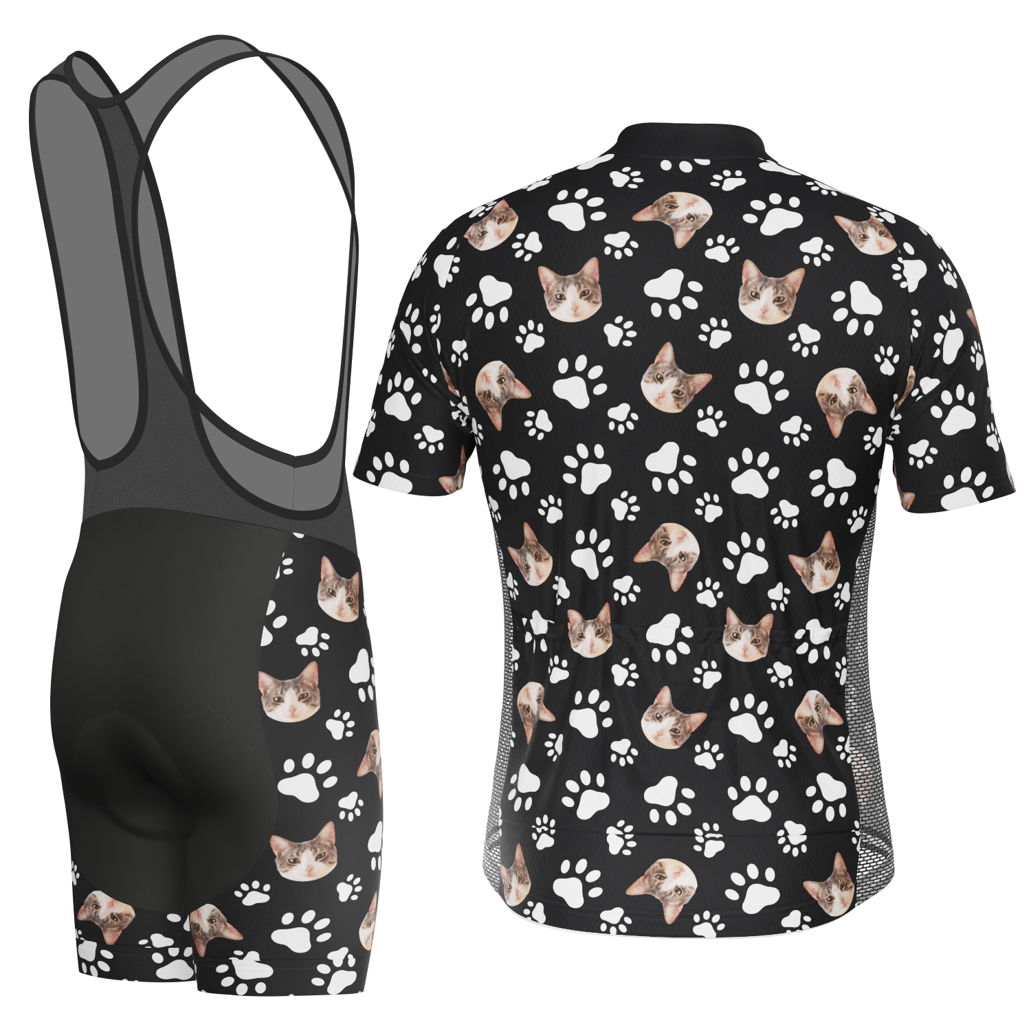 Men's Custom Pet Paws Cycling Kit Performance & Comfort Black