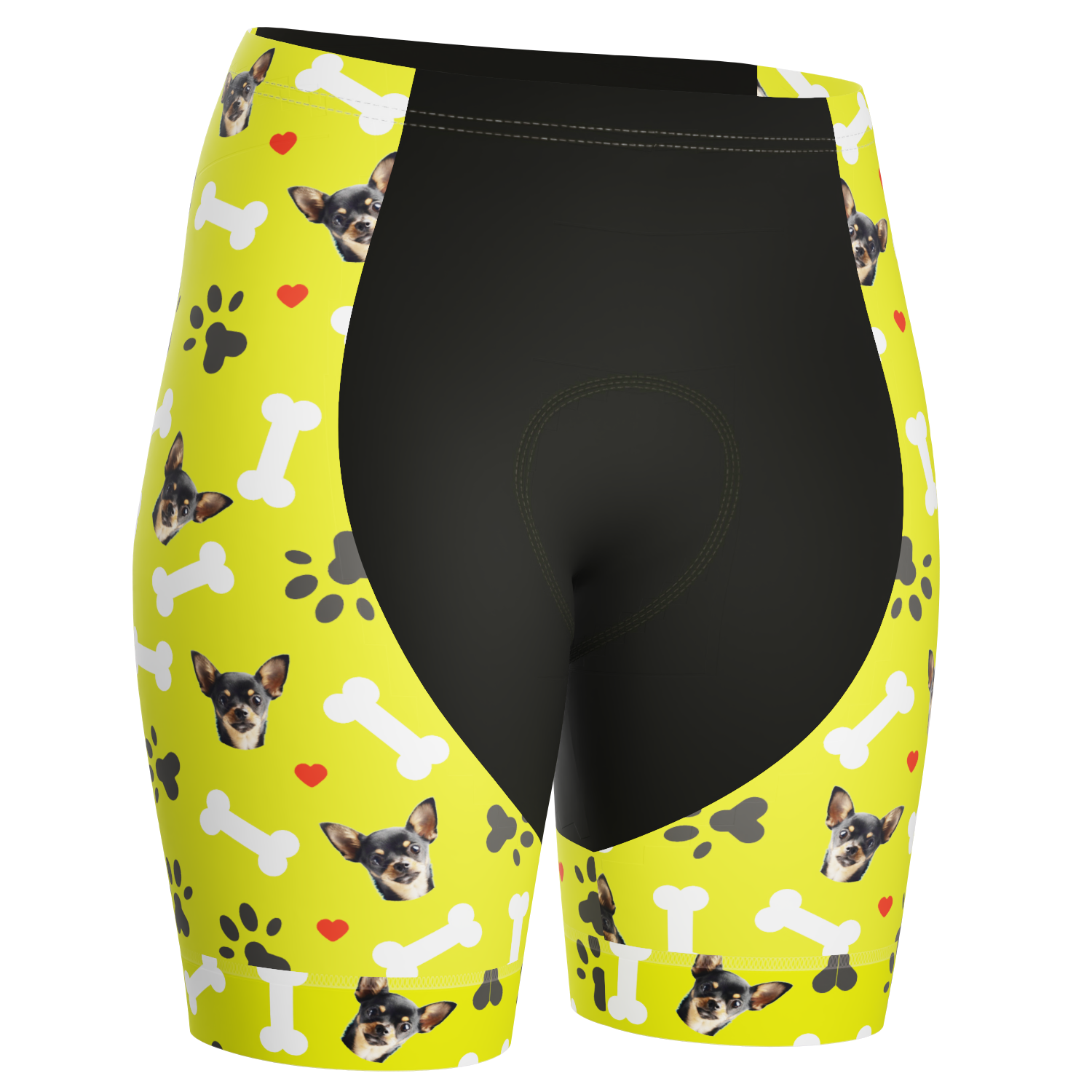 Women's Gel Padded Cycling Shorts Quick Dry & Custom Pet Bones Design Lime