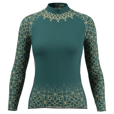 Women's Cyclist Long Sleeve Cycling Jersey Premium Quick-Dry Green