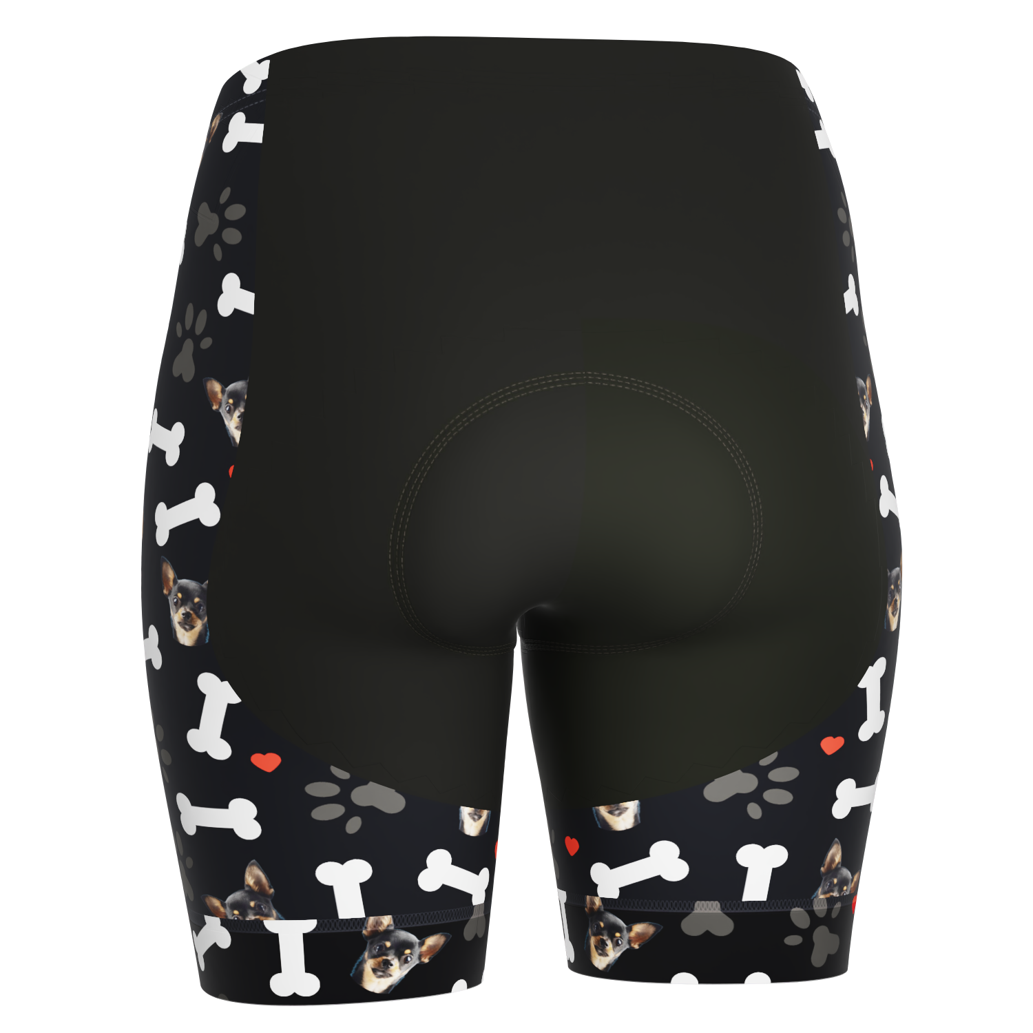 Women's Gel Padded Cycling Shorts Quick Dry & Custom Pet Bones Design Black