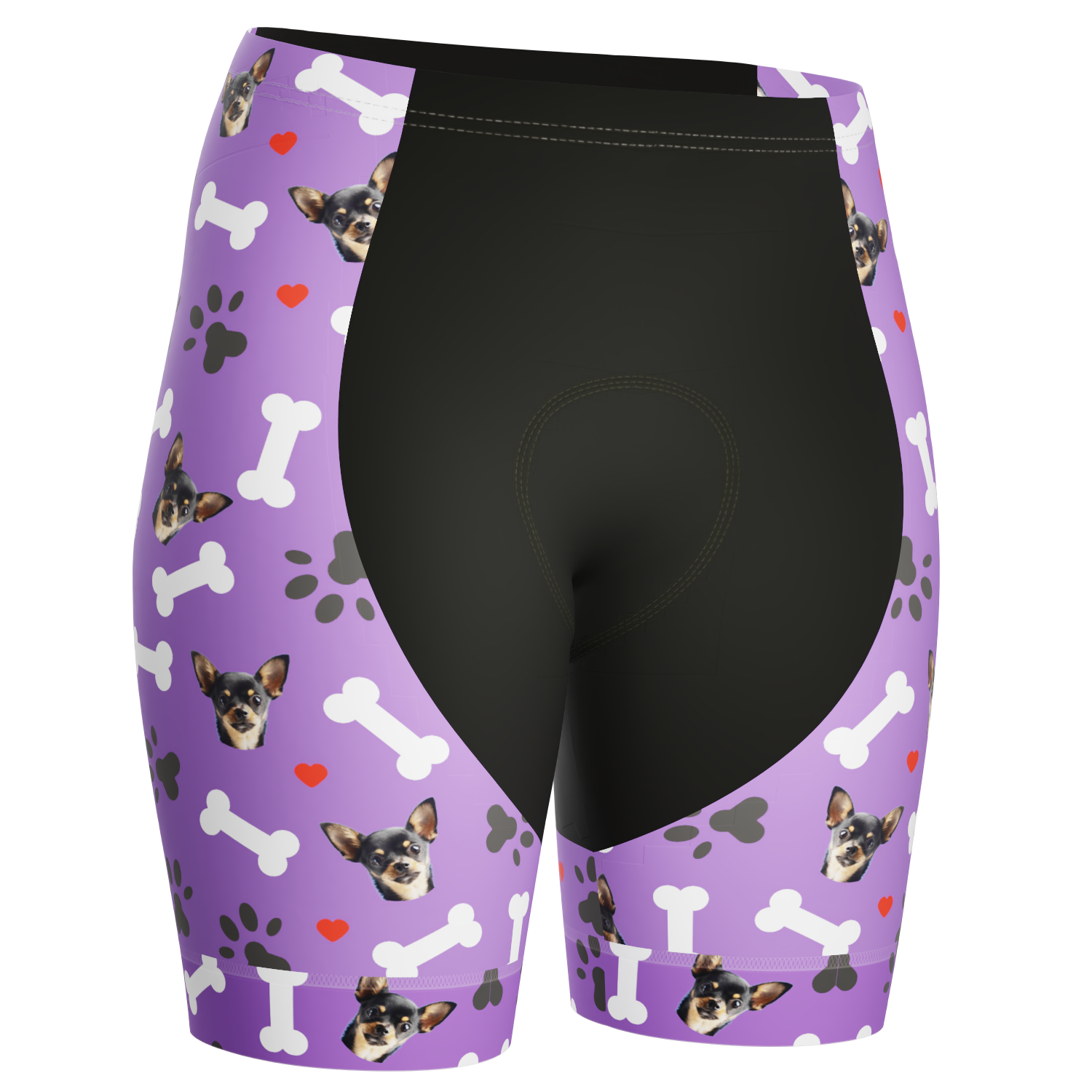 Women's Gel Padded Cycling Shorts Quick Dry & Custom Pet Bones Design Purple