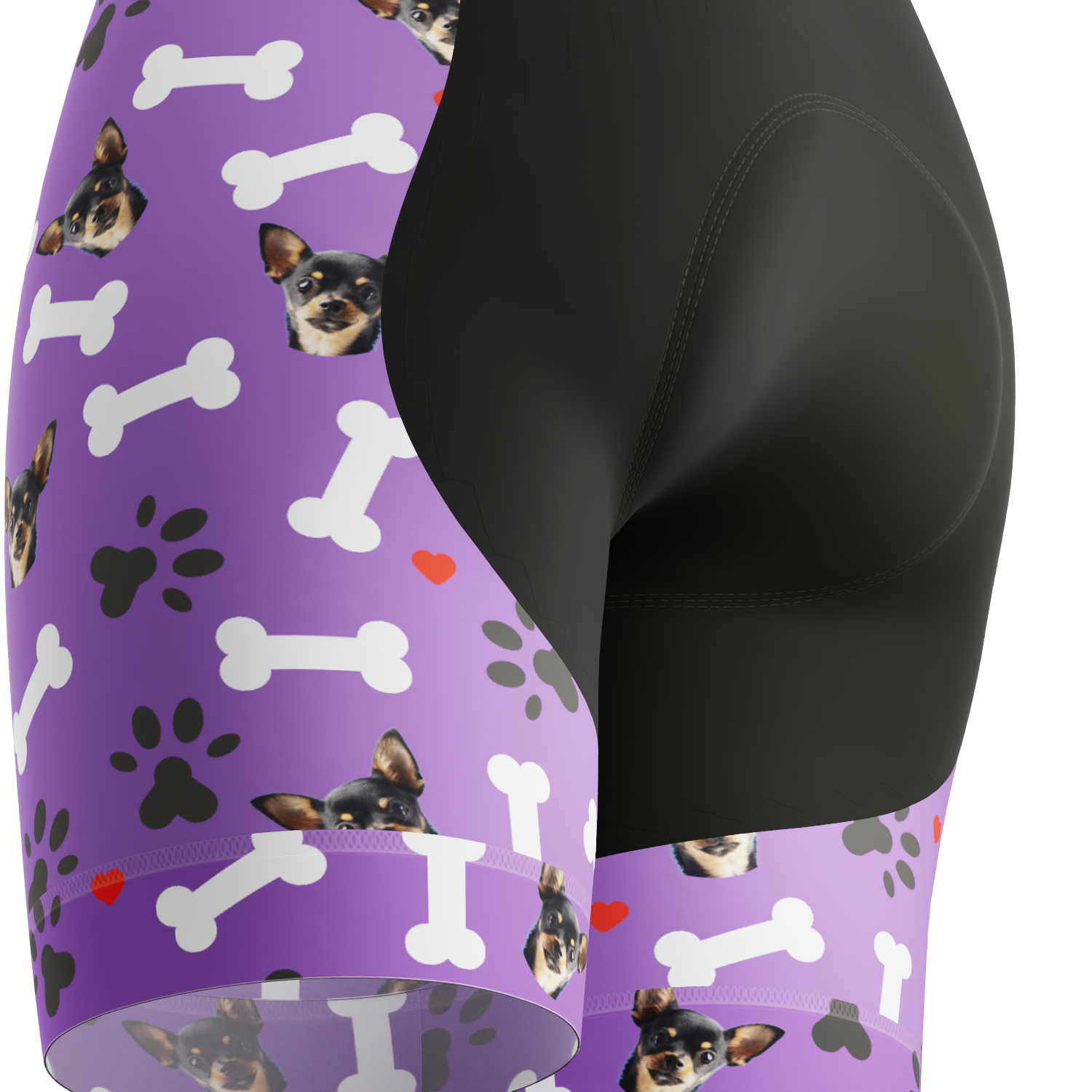 Women's Gel Padded Cycling Shorts Quick Dry & Custom Pet Bones Design Purple