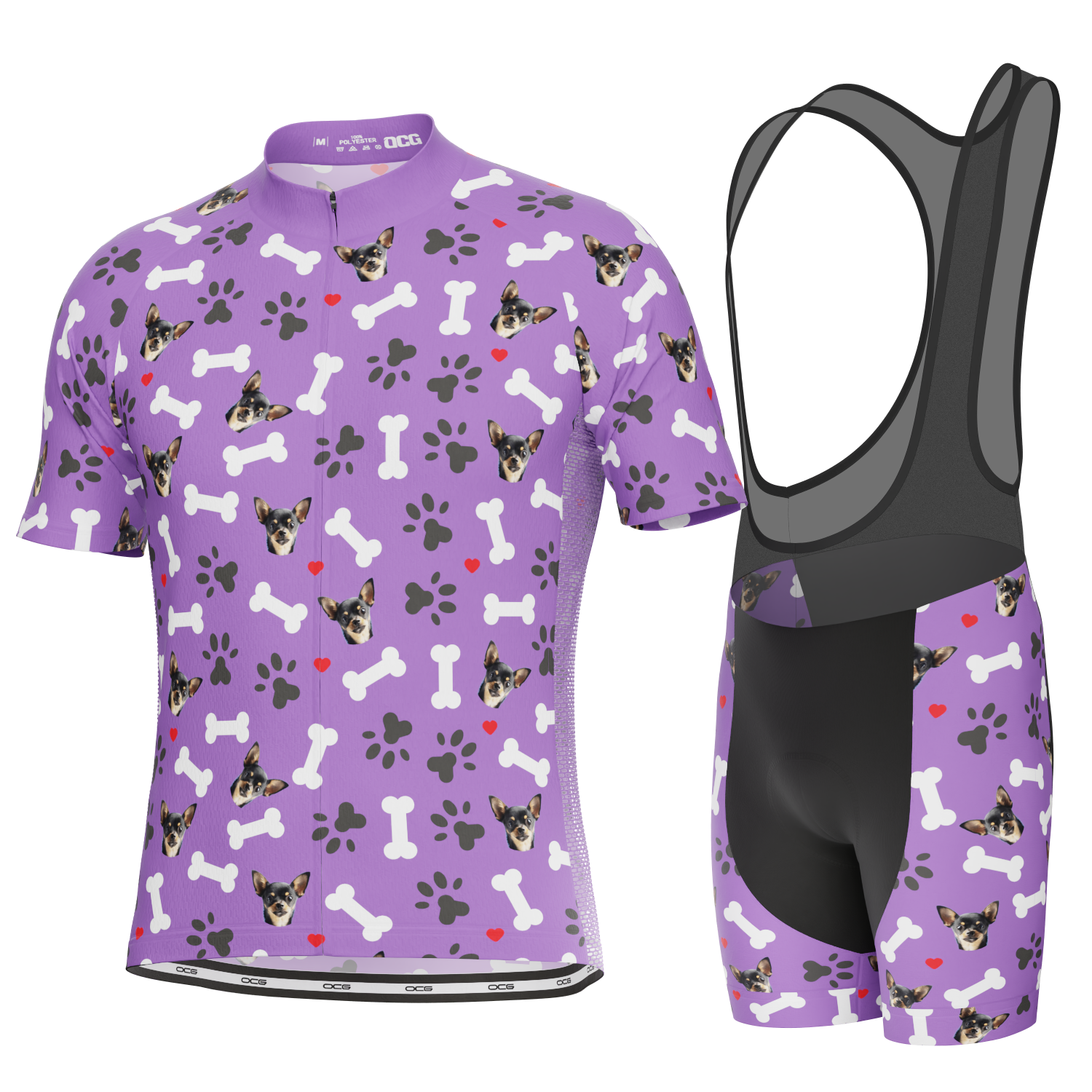 Men's Custom Pet Bones Cycling Kit Durable Personalized Gear Purple