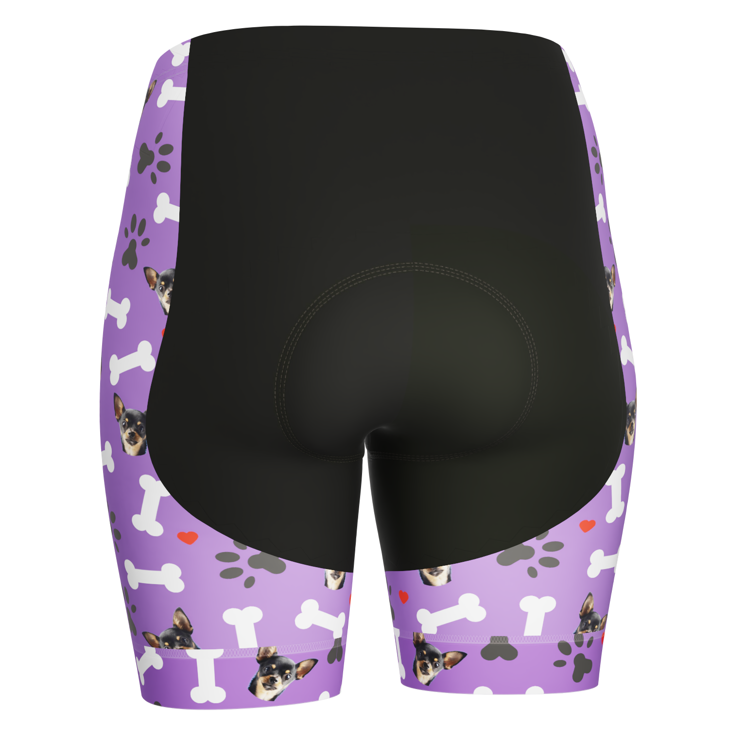 Women's Gel Padded Cycling Shorts Quick Dry & Custom Pet Bones Design Purple
