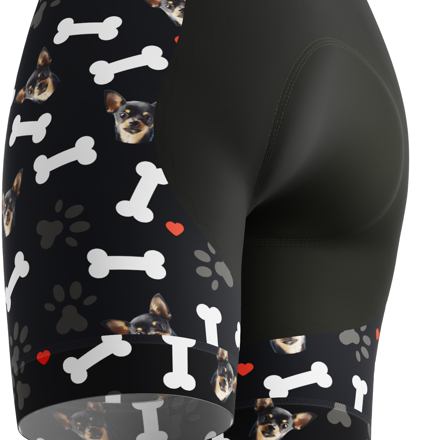 Women's Gel Padded Cycling Shorts Quick Dry & Custom Pet Bones Design Black