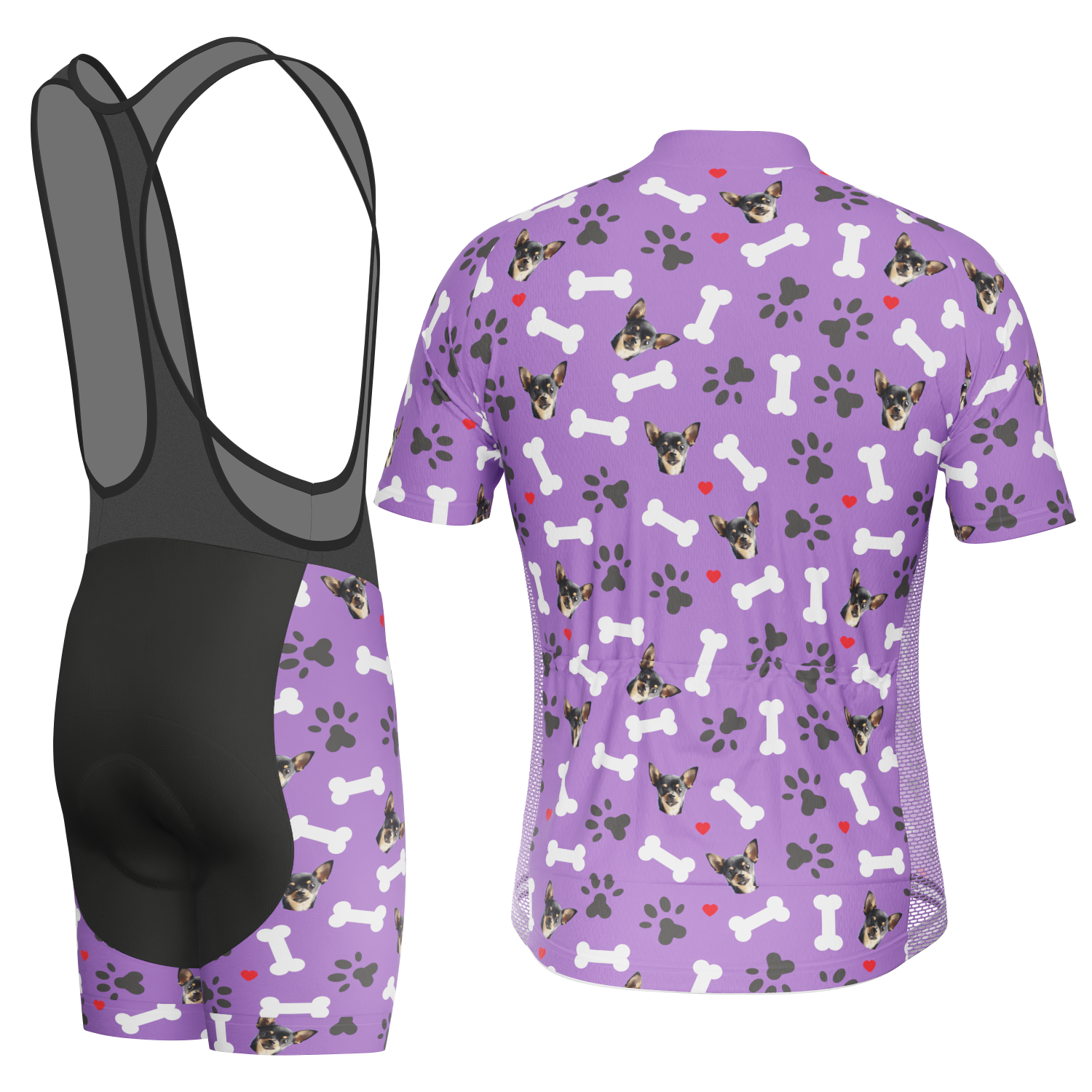 Men's Custom Pet Bones Cycling Kit Durable Personalized Gear Purple