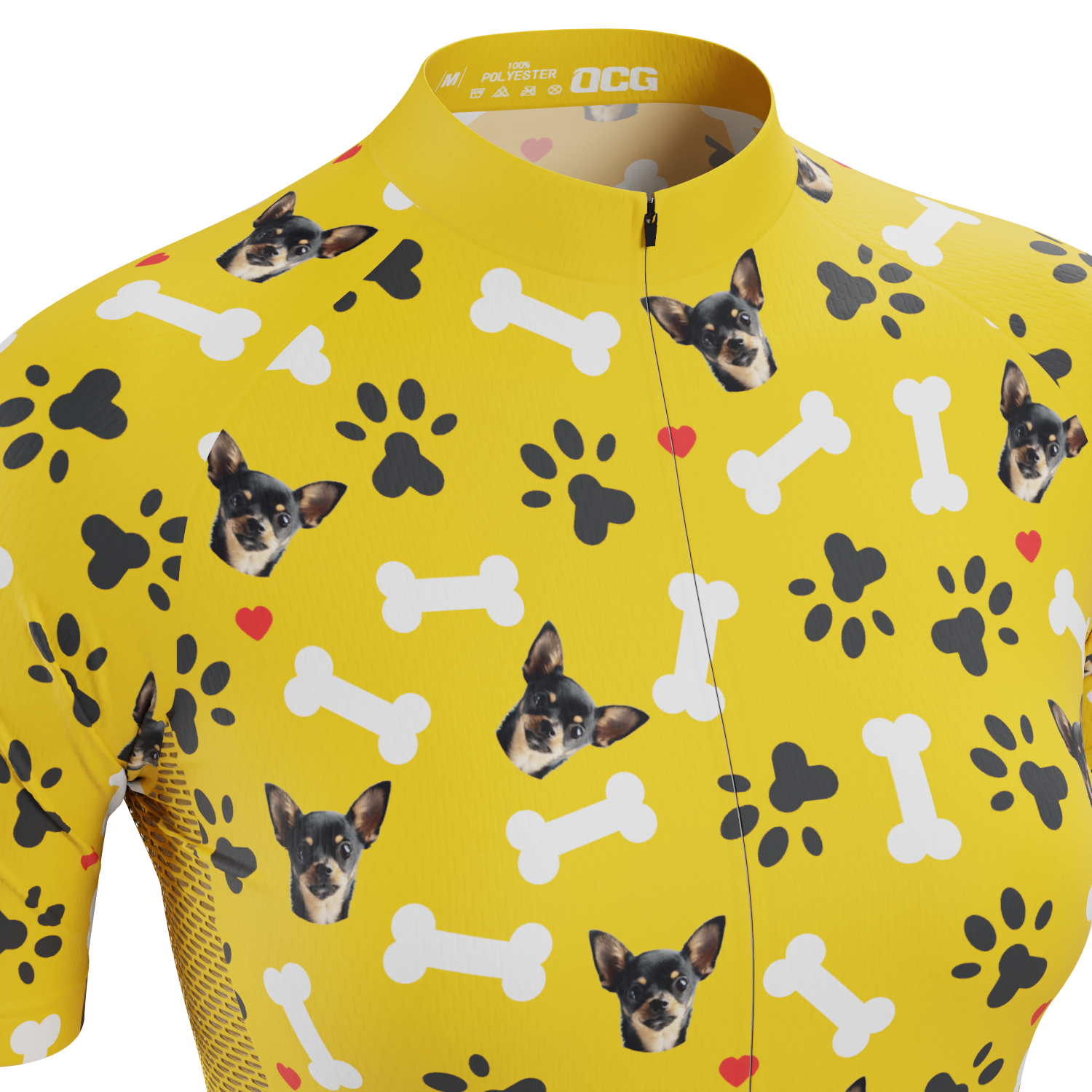 Women's Custom Pet Bones Cycling Kit Durable & Personalized Yellow