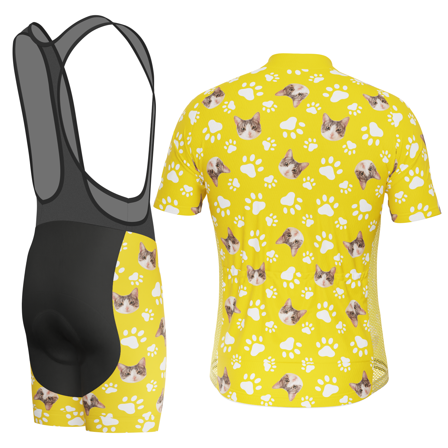 Men's Custom Pet Paws Cycling Kit Performance & Comfort Yellow