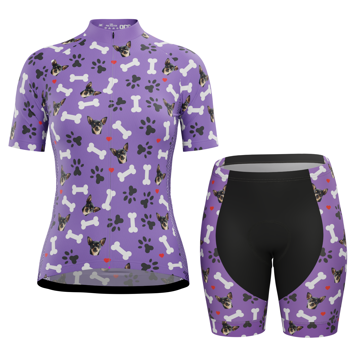 Women's Custom Pet Bones Cycling Kit Durable & Personalized Purple