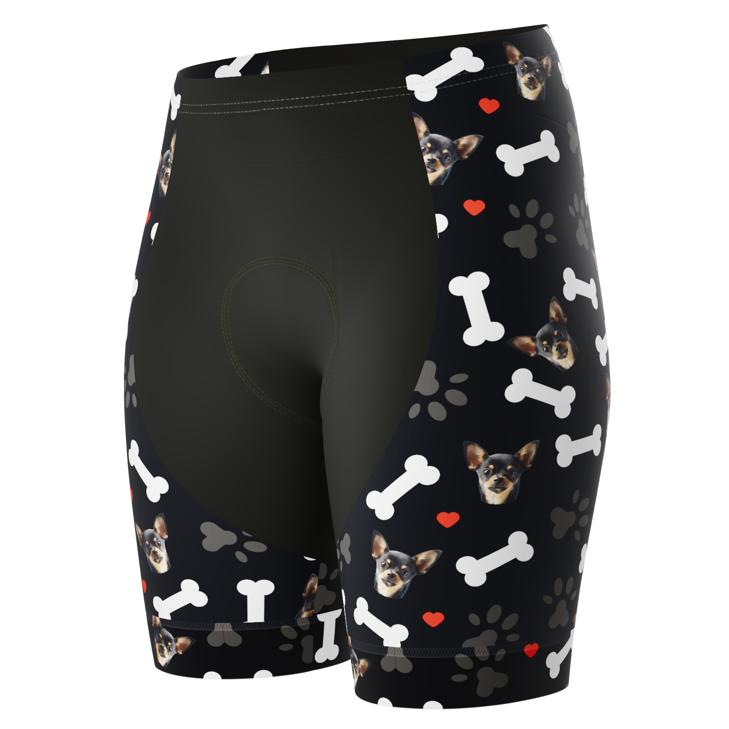 Women's Gel Padded Cycling Shorts Quick Dry & Custom Pet Bones Design Black