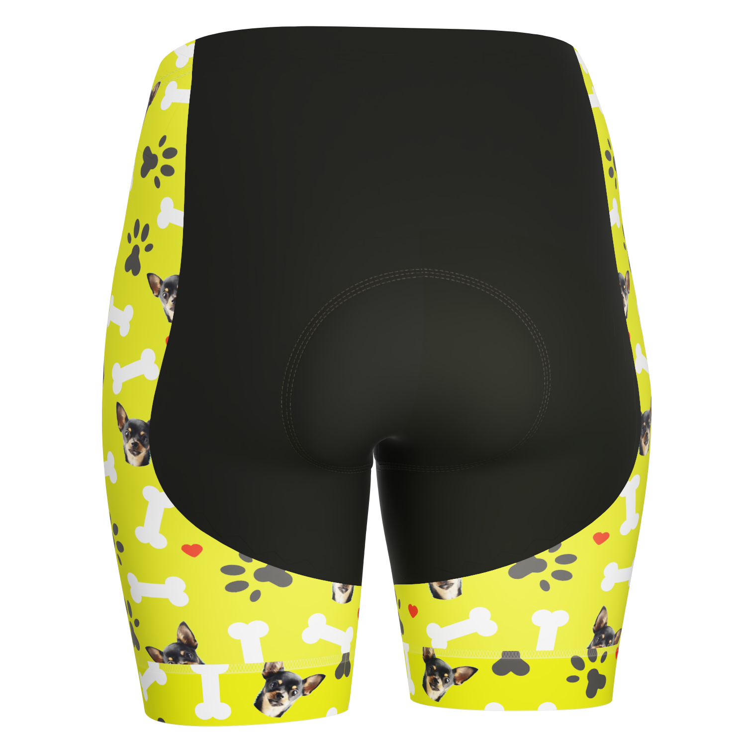 Women's Gel Padded Cycling Shorts Quick Dry & Custom Pet Bones Design Lime