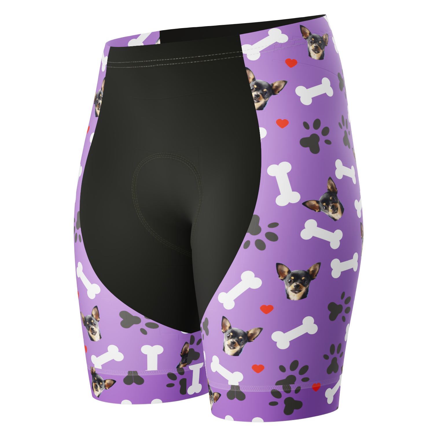 Women's Gel Padded Cycling Shorts Quick Dry & Custom Pet Bones Design Purple